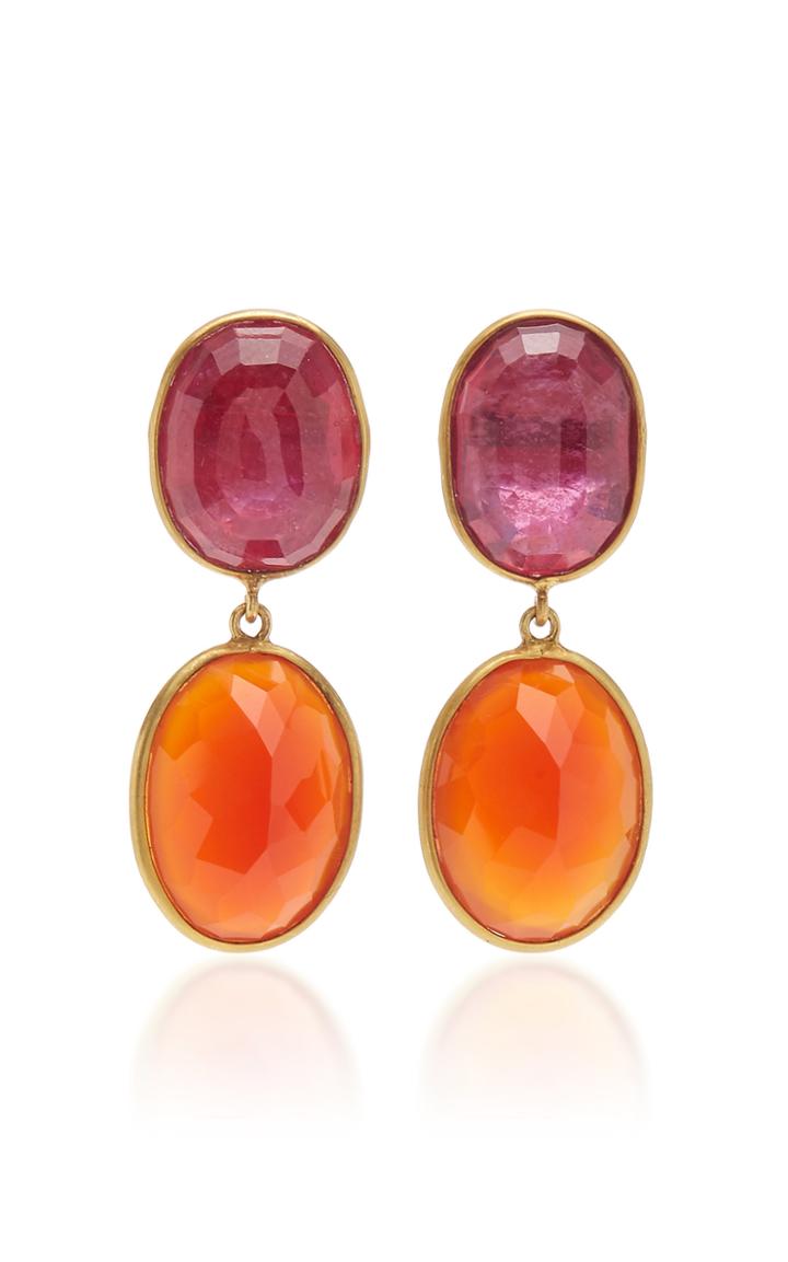 Bahina One Of A Kind Ruby And Carnelian Earrings