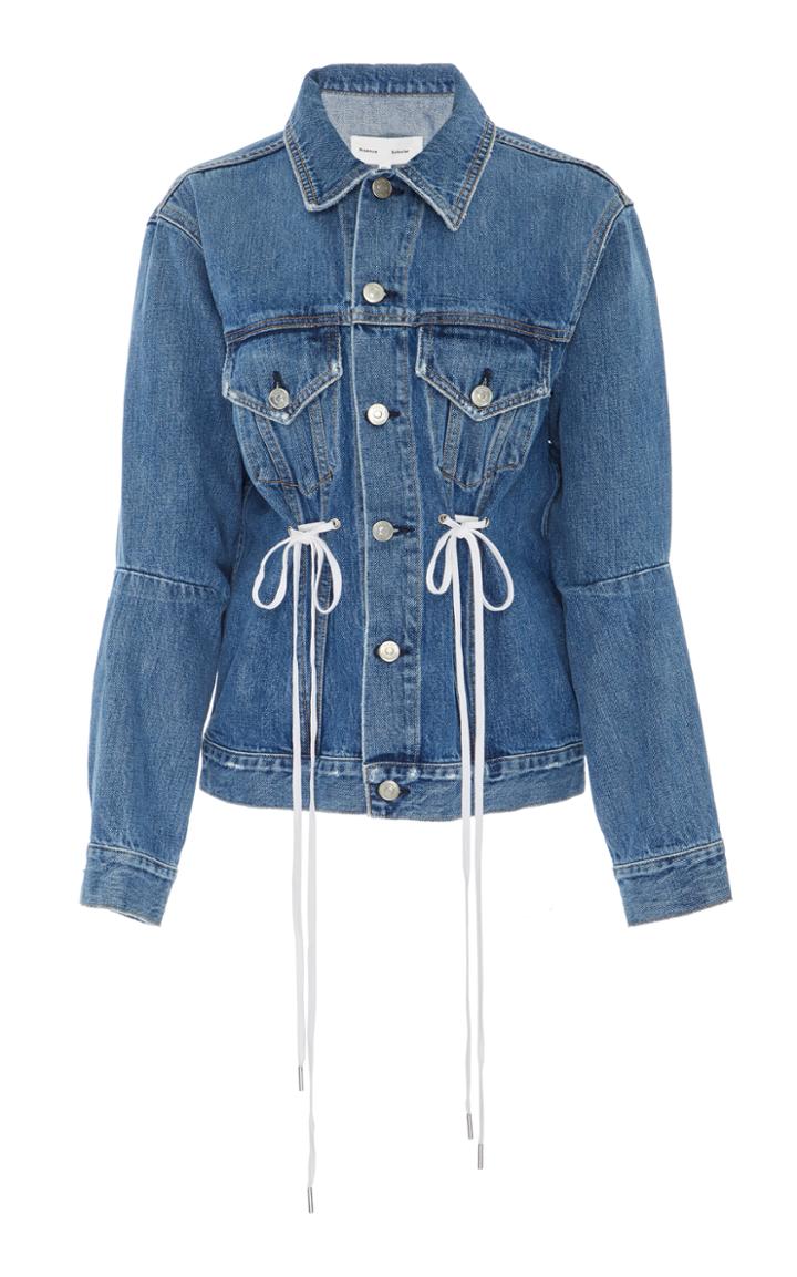 Proenza Schouler Pswl Denim Jacket With Drawstring Detail