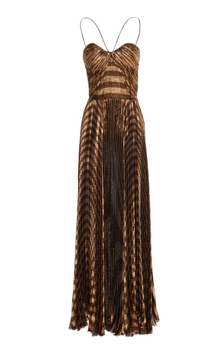 Maria Lucia Hohan Gaia Lurex Chiffon Pleated Dress