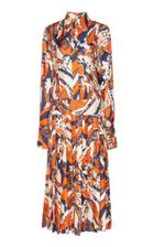 Victoria Beckham Printed Pleated Silk Shirtdress