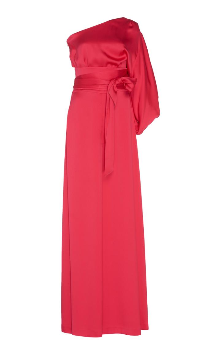 Ralph & Russo One Shoulder Double Satin Jumpsuit