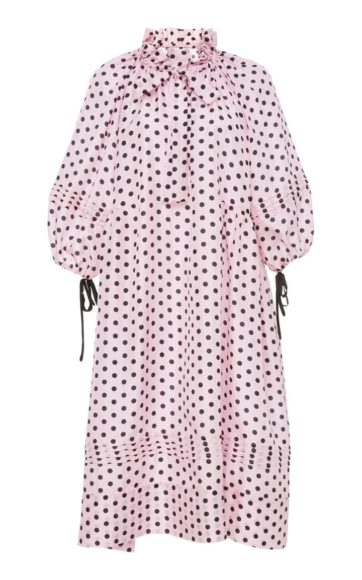 Lee Mathews Mavis Spot Silk Hab Ruffle Front Dress