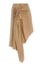 Cushnie Asymmetric Draped Silk Charmeuse Skirt