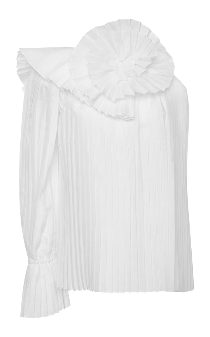 Rosie Assoulin Pleated One Shoulder Psychlone Top