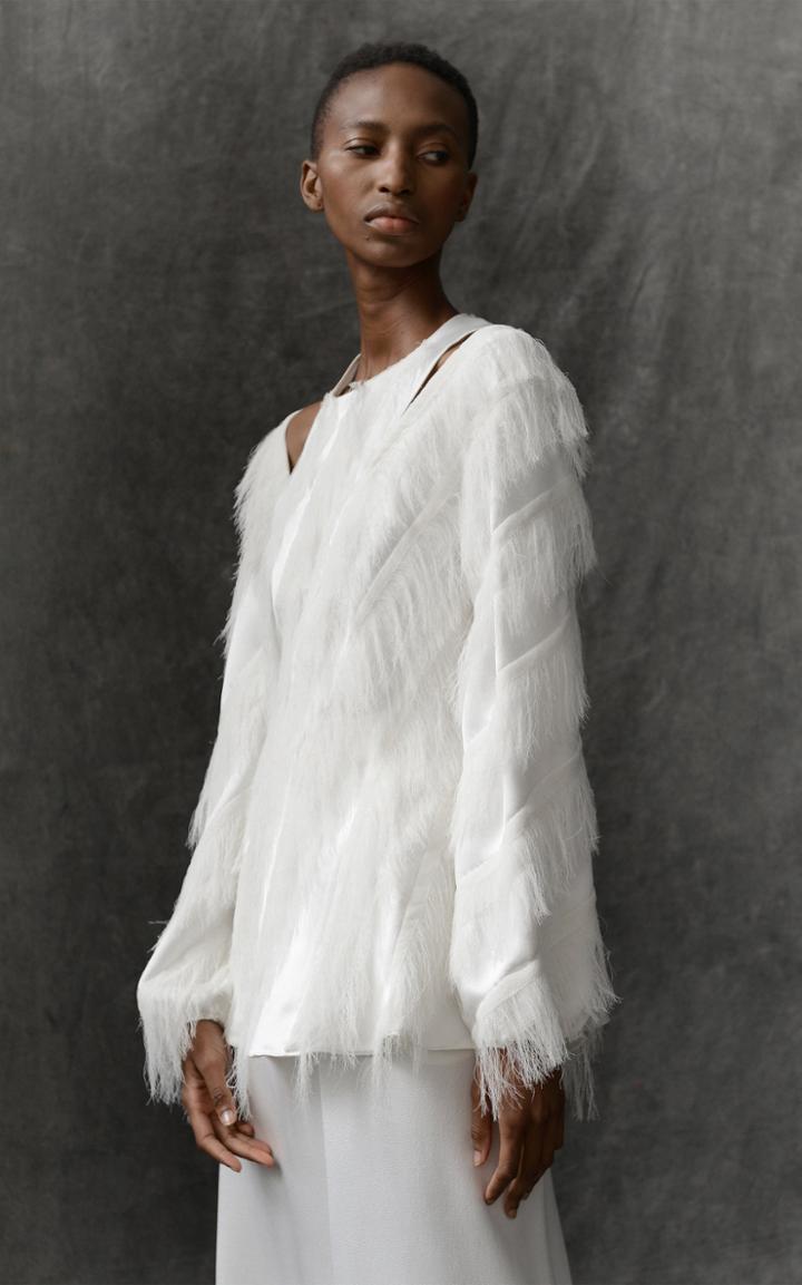 Moda Operandi Maison Rabih Kayrouz Fringe Satin Top