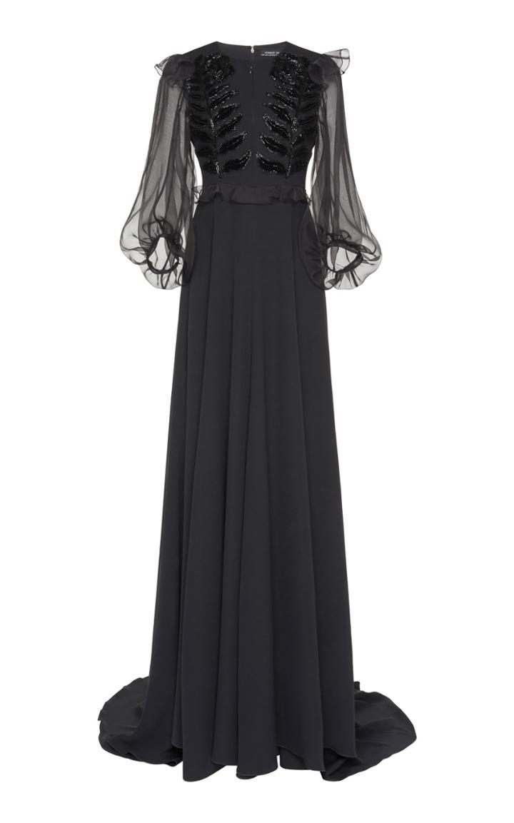 Andrew Gn Embroidered Silk-blend Gown