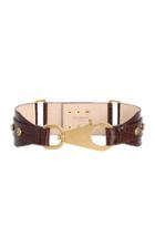 Moda Operandi Balmain Embossed Croc Print B-ring Hook Wide Leather Belt