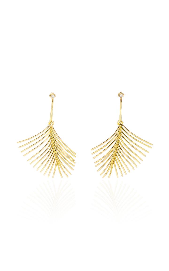 Essere Palm 18k Yellow-gold And White Diamond Earrings