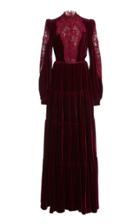 Moda Operandi Costarellos Adelina Lace-detailed Silk Velvet Tiered Gown