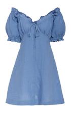Casa Raki Valentina Off-the-shoulder Linen Mini Dress
