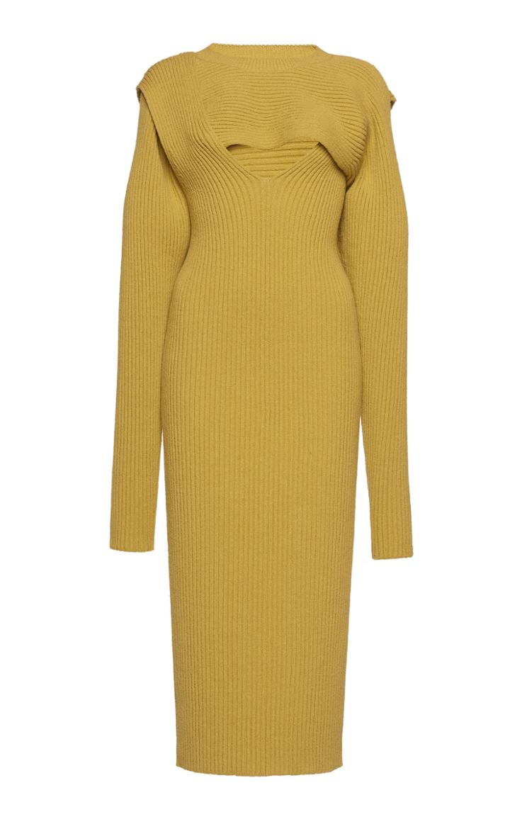 Bottega Veneta Ribbed Knit Cutout Midi Dress