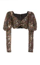 Rodarte Cropped Ruched Sequined Top