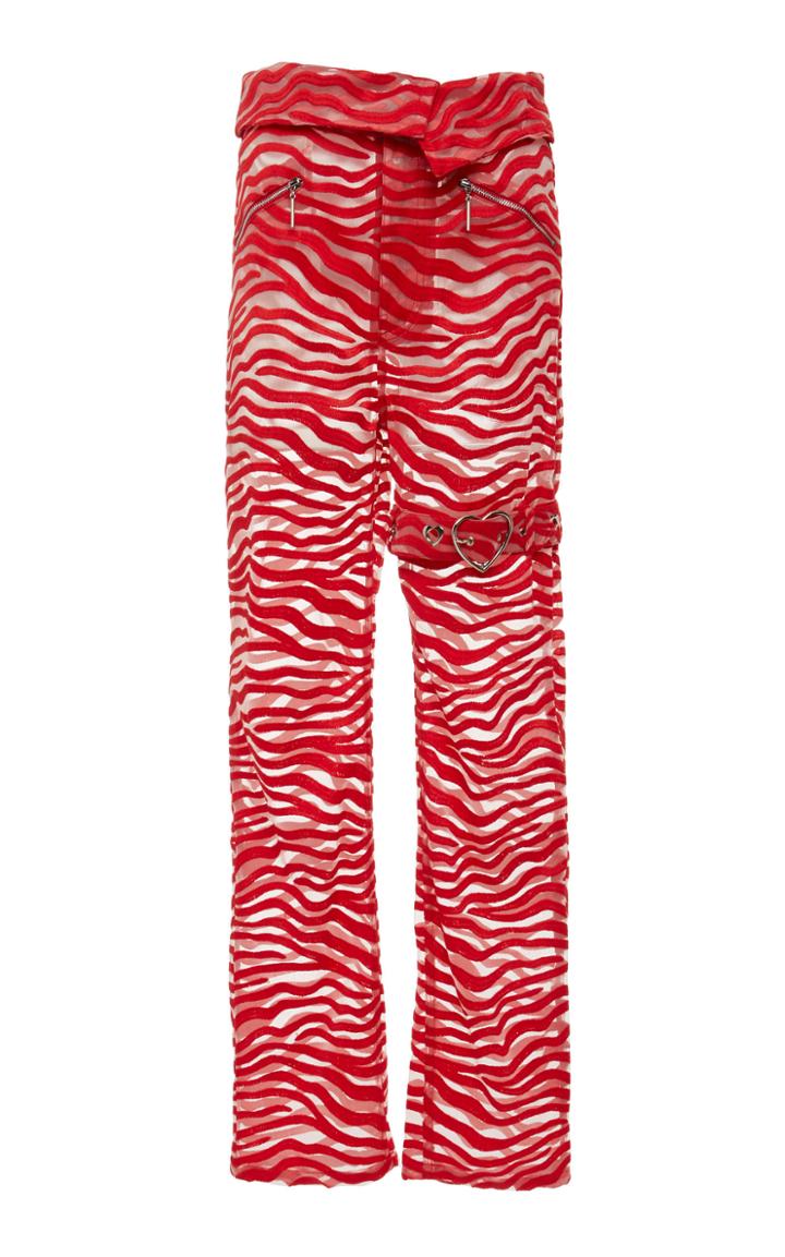 Adam Selman Foldover Embroidered Tulle Pant