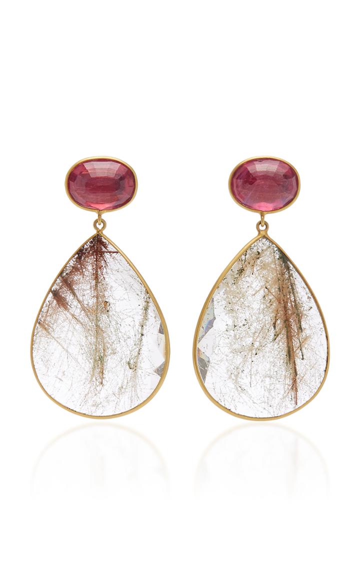 Bahina One Of A Kind Ruby And Quartz Earrings
