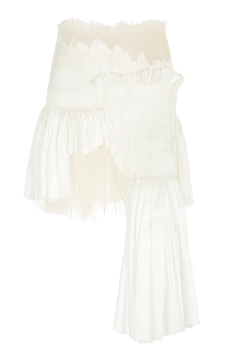 Moda Operandi Caroline Hu Smocked Silk Mini Skirt