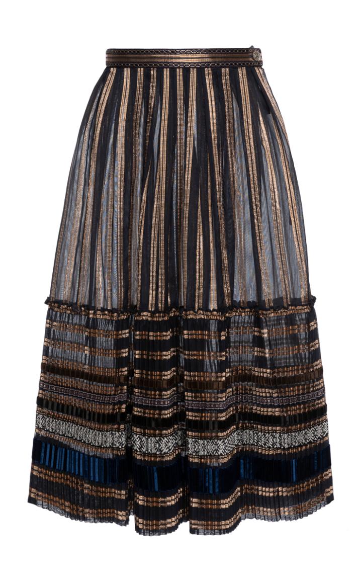 Moda Operandi Lena Hoschek Leyla Ribbon-detailed Chiffon Midi Skirt