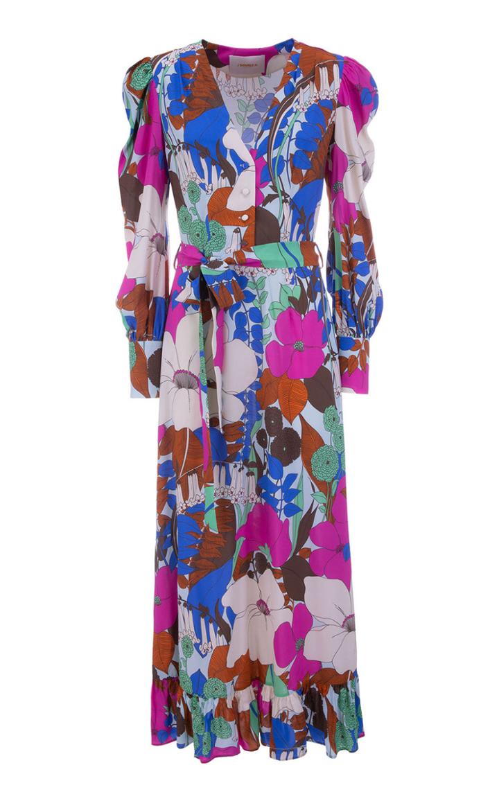 Moda Operandi La Doublej Super Smokin'hot Floral Crepe Maxi Shirt Dress