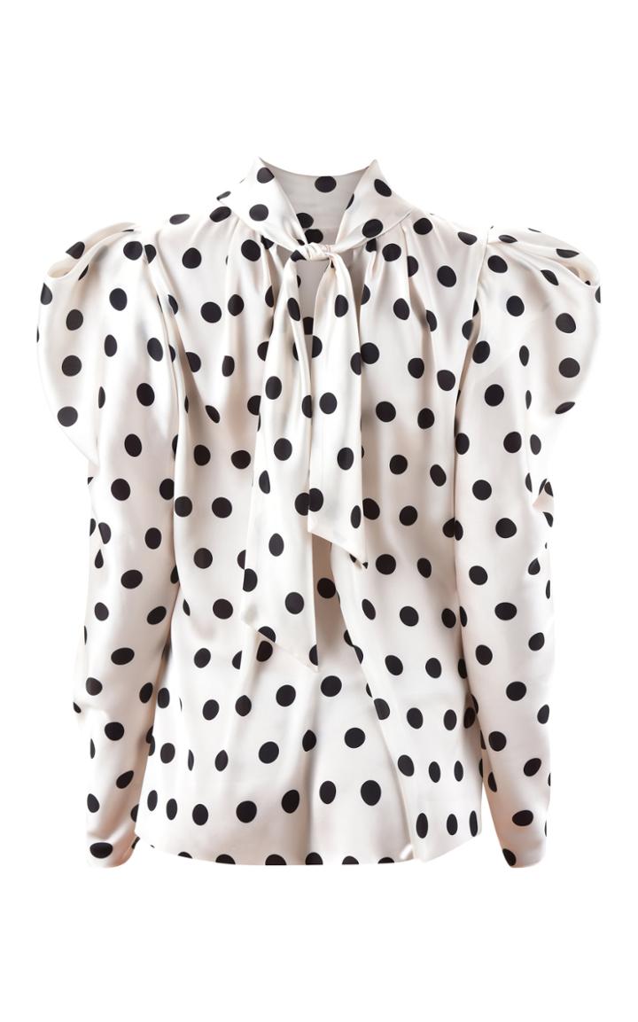 Moda Operandi Johanna Ortiz The Big Dream Polka-dot Crepe De Chine Tie-neck Top