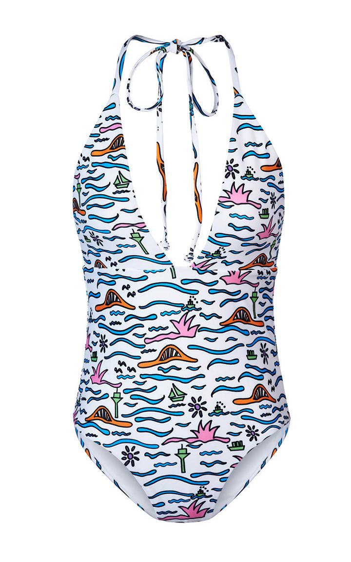 Camp Cove Annie Printed V-neck One Piece