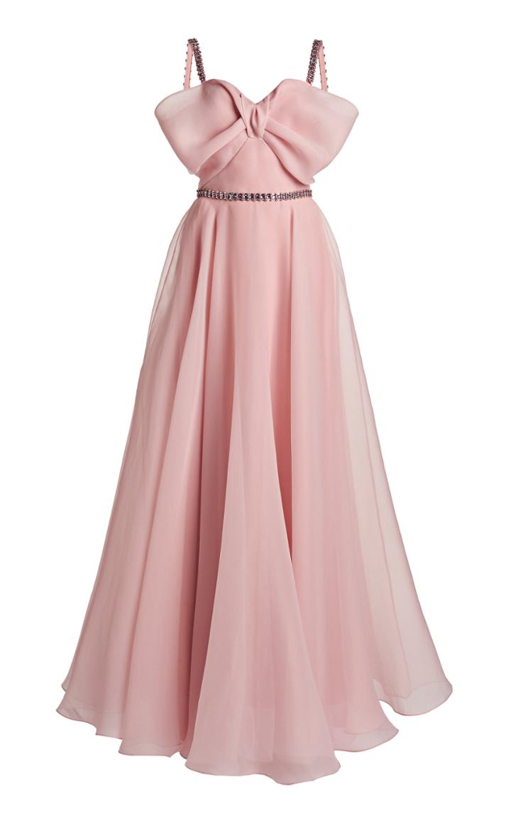 Moda Operandi Jenny Packham Bow-embellished Crepe Gown