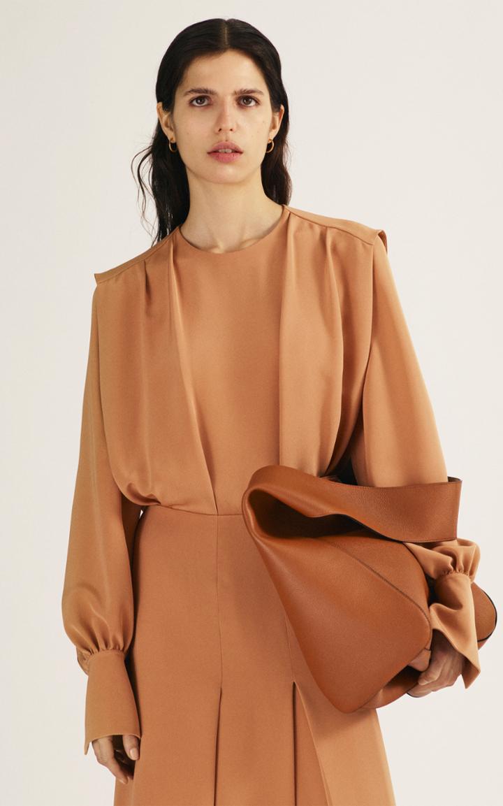 Moda Operandi Joseph Damon Pleated Silk Crepe Mid Dress