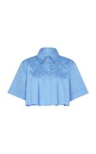 Moda Operandi Aje Savoy Pleated Cotton Cropped Shirt