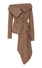 Monse Checked Off-the-shoulder Wool-blend Jacket