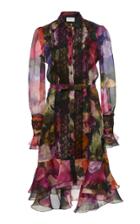 Marchesa Lace-trimmed Ruffled Floral-print Chiffon Mini Dress