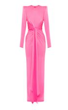 Moda Operandi Alex Perry Graves Satin Crepe Shiny Crew Tie Front Column Gown