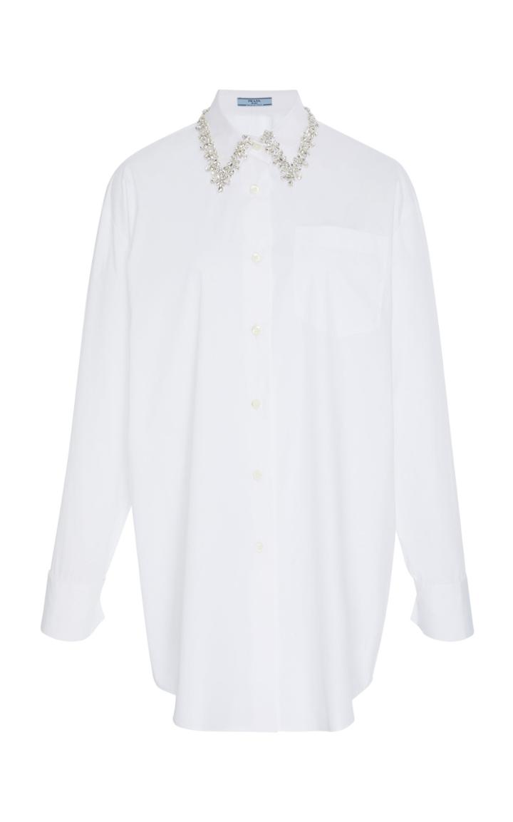 Prada Embellished Collar Cotton Shirt