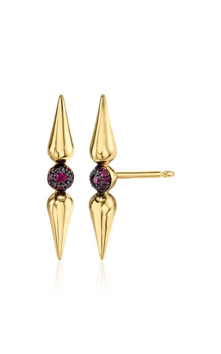 Moda Operandi Sarah Hendler 18k Yellow Gold Pave Center Spear Ruby Studs