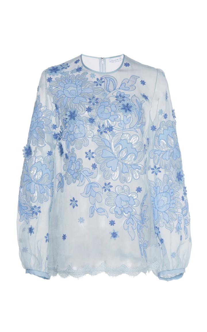 Moda Operandi Andrew Gn Floral-print Semi-sheer Silk Top Size: 34