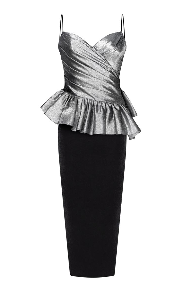 Moda Operandi Rasario Ruched Satin-lurex Dress