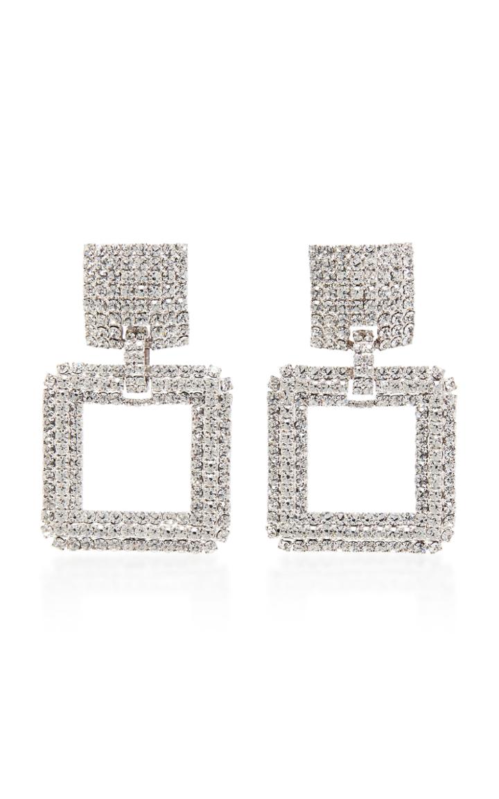 Alessandra Rich Silver-tone Crystal Square Earrings