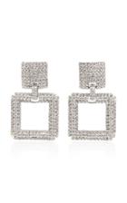 Alessandra Rich Silver-tone Crystal Square Earrings
