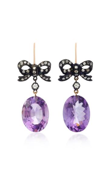 Montse Esteve 18k Gold Amethyst And Diamond Earrings
