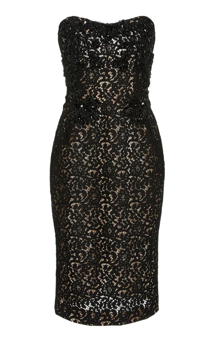 Moda Operandi Pamella Roland Lace Strapless Cocktail Dress