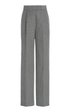 Alexander Wang Pleated High-rise Houndstooth Wool-blend Trousers