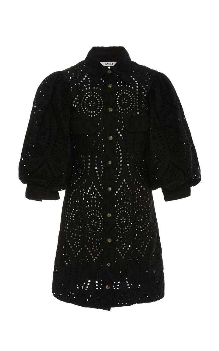 Ganni Sandrose Eyelet Cotton Mini Dress