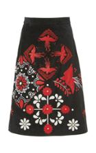 Red Valentino Embroidered Suede Skirt