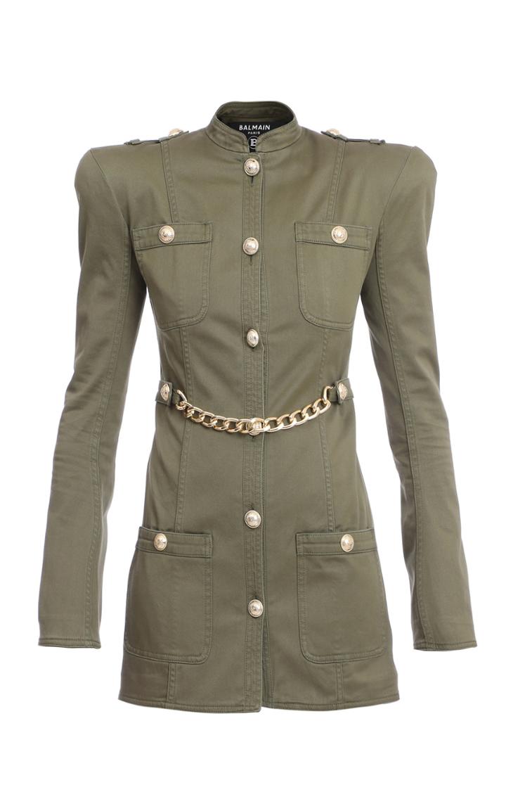 Balmain Chainlink Stretch Cotton Military Jacket