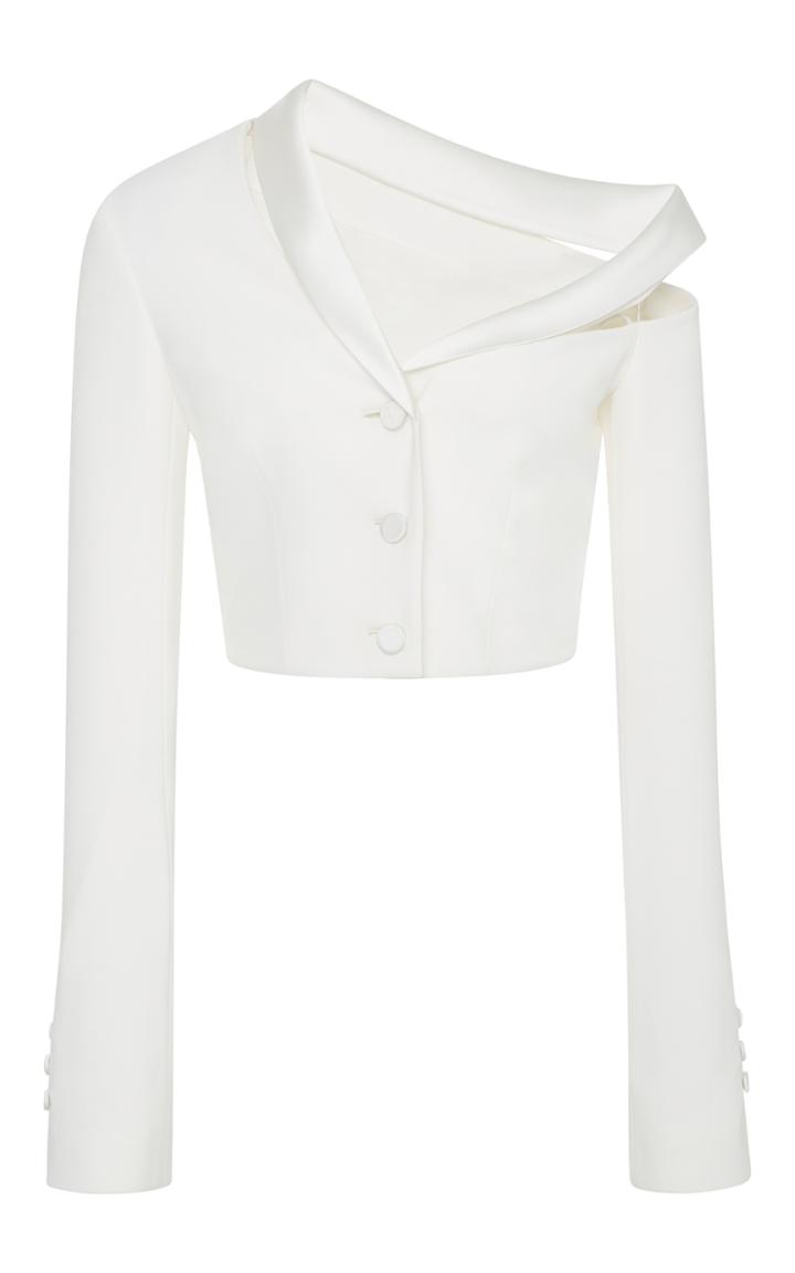 Jonathan Simkhai Classic Stretch Crepe Combo Crop Jacket