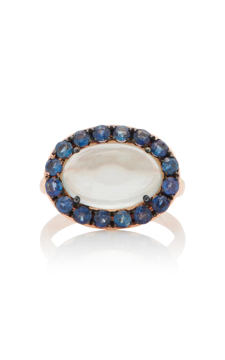Rosa De La Cruz 18k Rose Gold, Aquamarine And Sapphire Ring