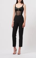 Moda Operandi David Koma Patent Leather-detailed Mesh And Crepe Jumpsuit