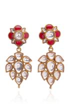 Amrapali 24k Sterling Silver 18k Gold Crystal And Ruby Earrings