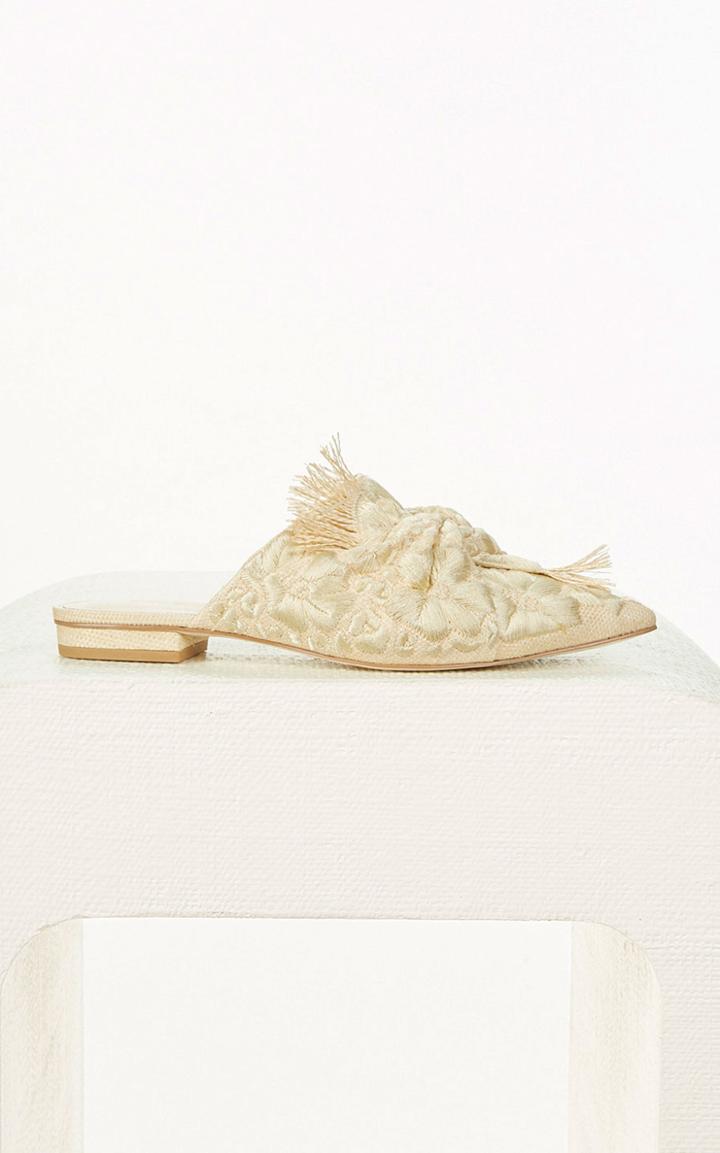 Moda Operandi Cult Gaia Angie Embroidered Raffia Mules