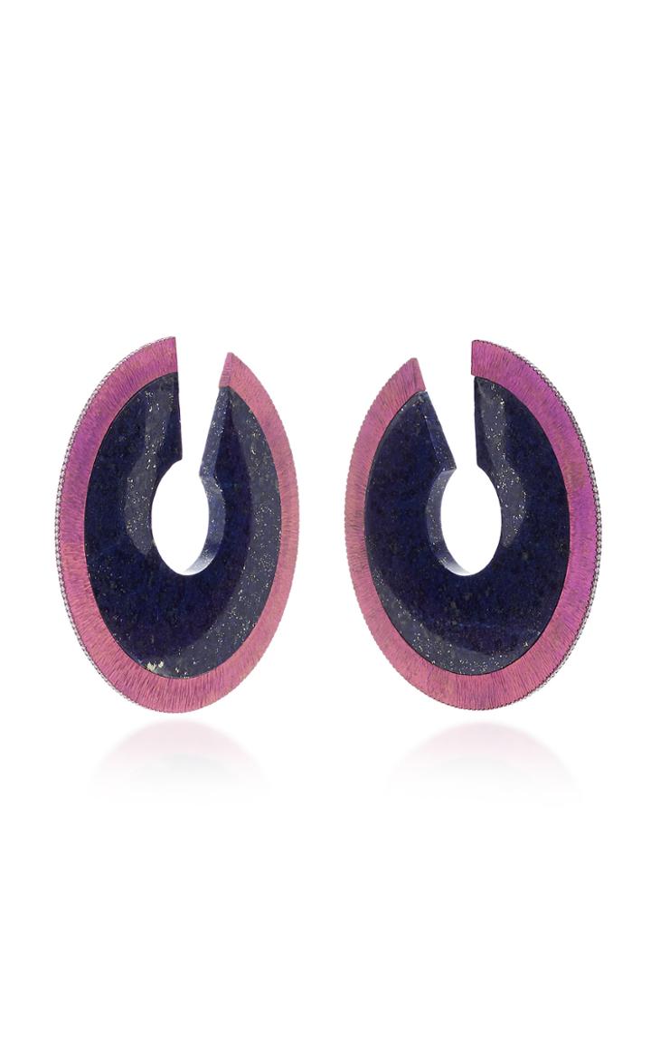 Arunashi One-of-a-kind Lapis Disc Hoop Earrings