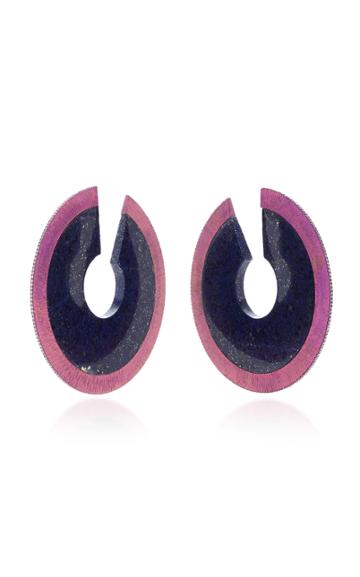 Arunashi One-of-a-kind Lapis Disc Hoop Earrings