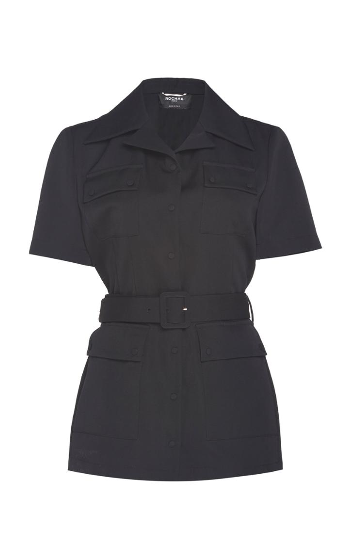 Moda Operandi Rochas Belted Wool Jacket Size: 38