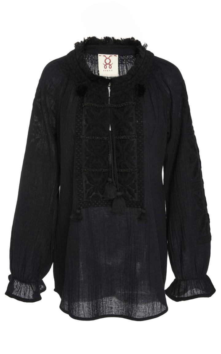 Figue Lou Lou Embroidered Onyx Top